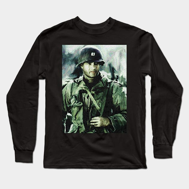 saving private ryan tom hanks Long Sleeve T-Shirt by Thinkerman